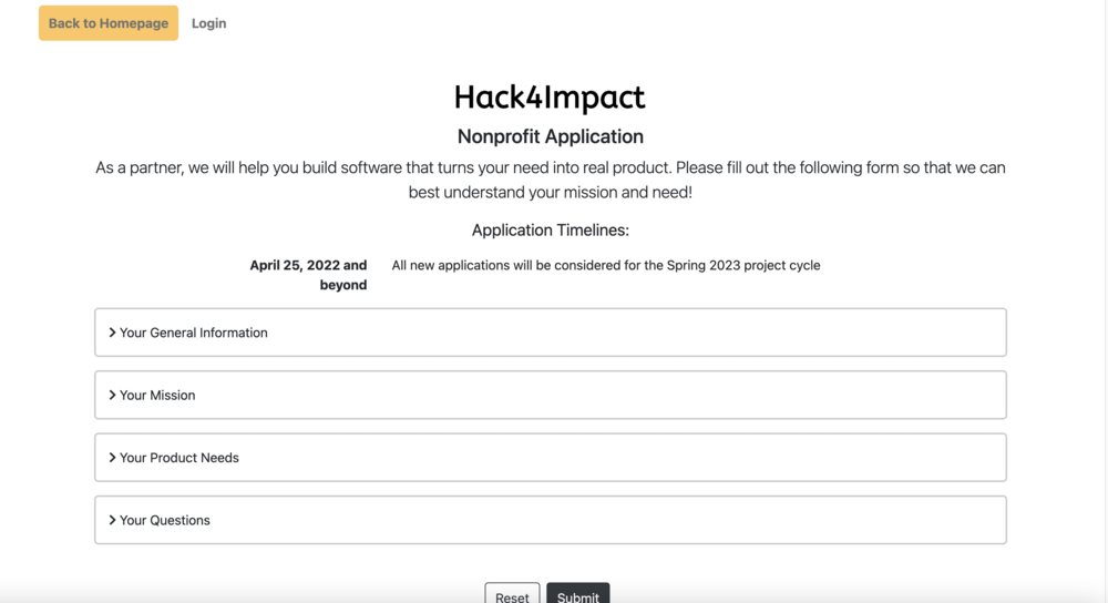 Hack4Impact Application Portal